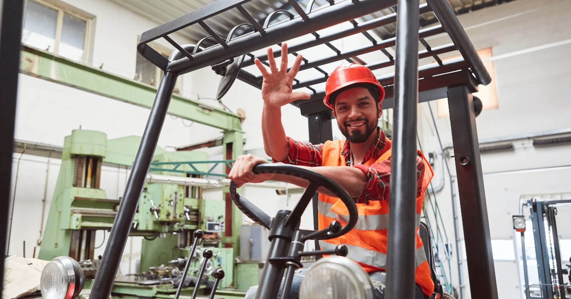 certified forklift driver at work